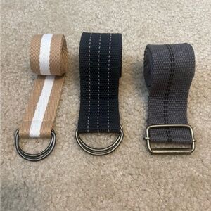 Stylish Men's Belt Trio in Black, Gray, and Tan